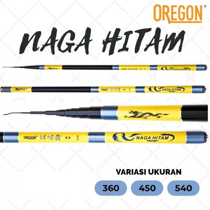 Joran Tegek Oregon Naga Hitam 360 450 540 630 Cm Bahan Carbon Ruas Panjang Lentur Ringan Kuat Untuk Mancing Nyobok Danau Waduk Sungai Laut Murah Bayar Ditempat COD