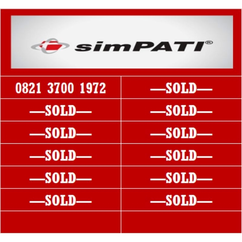 nomor cantik simpati telkomsel 4G tahun lahir O821 3700 1972