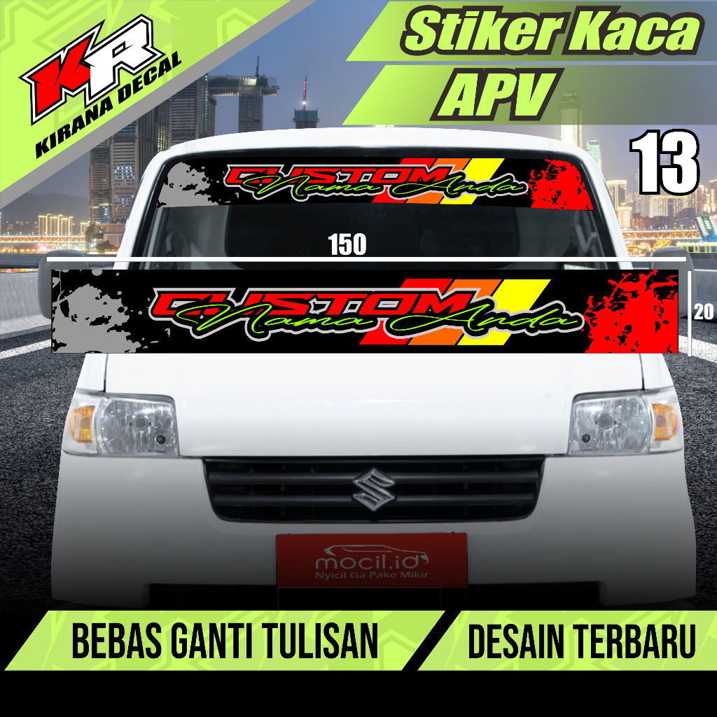STIKER DECAL KACA DEPAN MOBIL APV PICK UP, STIKER BISMILLAH KACA DEPAN APV BEBAS GANTI TULISAN KODE 