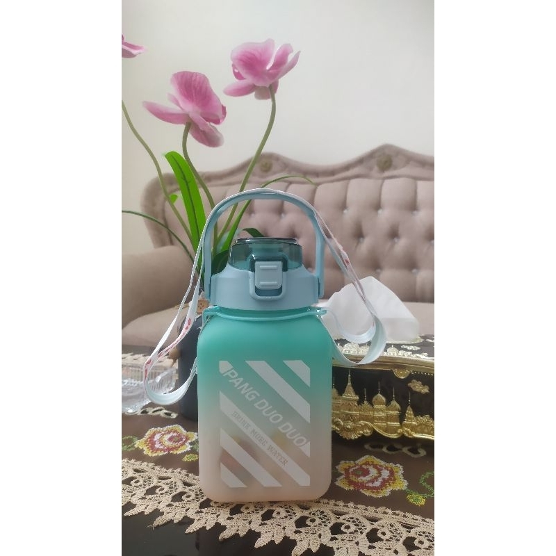 Botol minum gradiasi pelangi / Botol Minum 1.5 liter petak /  Botol minum pelangi motivasi