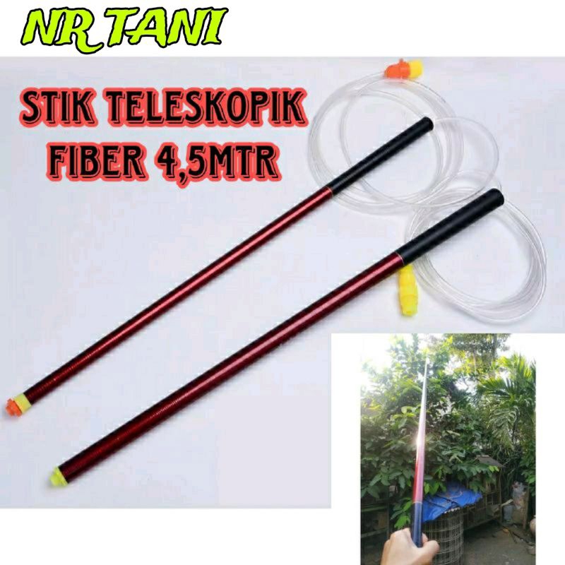 STIK SPRAYER PANJANG 4,5 METER BAHAN FIBER/ STIK MANCING FIBER/ STIK TELESKOPIK PANJANG 4,5 METER/ S