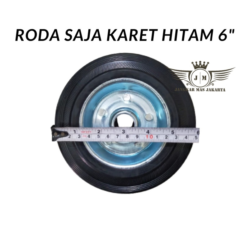 Roda Karet Hitam 6" Inch 16 cm Roda Saja PU Trolley Ban Mati Etalase Meja Gerobak Troli Wheel Only 1