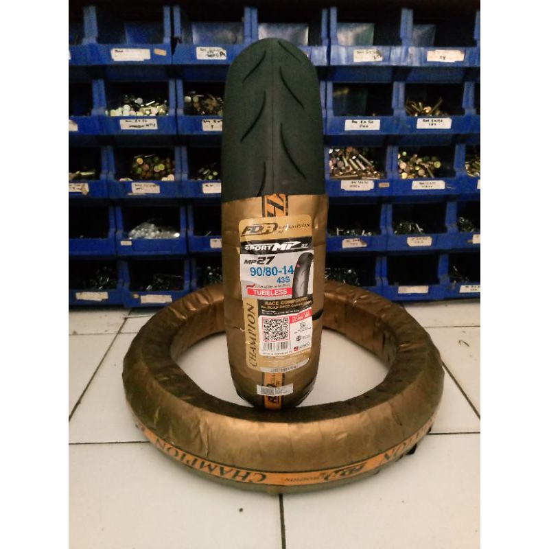 FDR CHAMPIONS TIRE SPORT MP 27 90/80-14 TUBELESS RACE COMPOUND BAN LUAR MATIK FDR RING 14 SPORT MP27