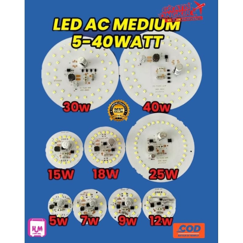 PCB Led AC Premium 7,9,12,15,18,20 Watt All Watt