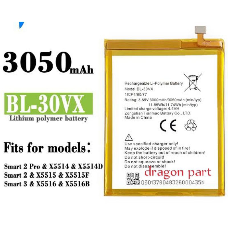 BATERAI INFINIX BL-30VX / INFINIX SMART 3 / INFINIX SMART 2 / INFINIX SMART 2 PRO / INFINIX X5515 / 