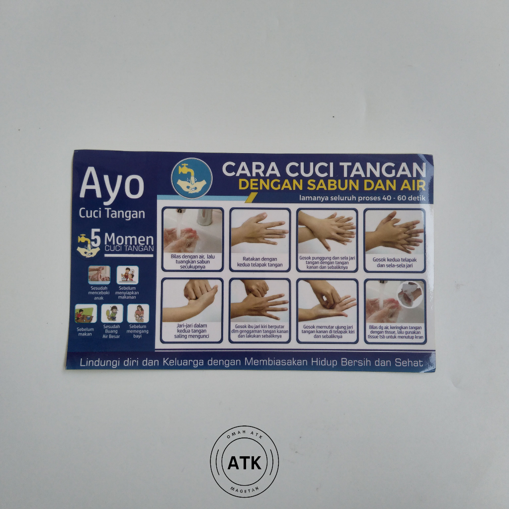 

Stiker 5 Momen Cuci Tangan RT - Cuci Tangan Menggunakan Sabun dan Air - PHBS - CTPS