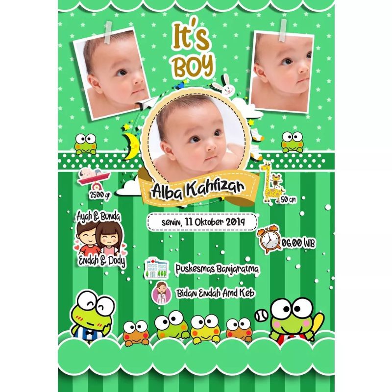 DESAIN NEWBORN/BIODATA ANAK [CETAK/CETAK+BINGKAI]