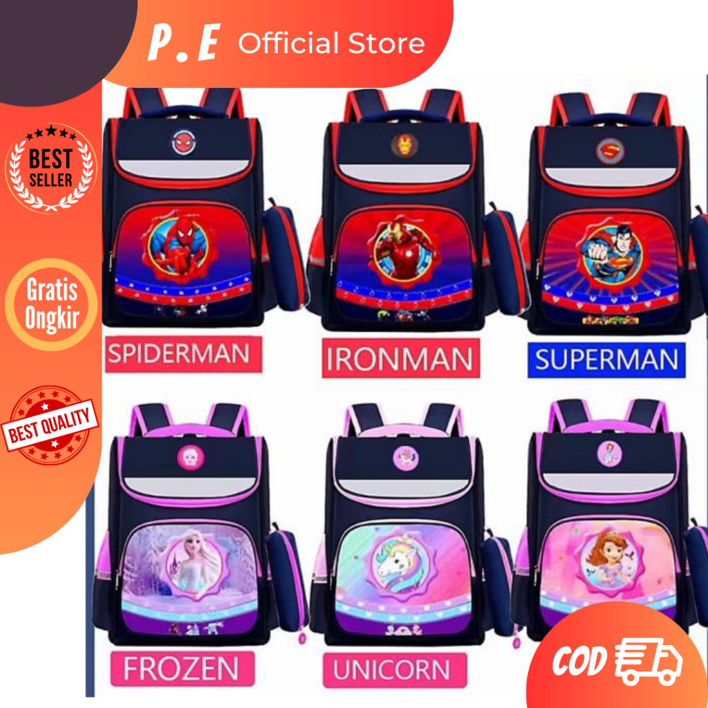 NEW TAS RANSEL TERBARU MODEL TABUNG TAS ANAK SEKOLAH BERKARAKTER R2195