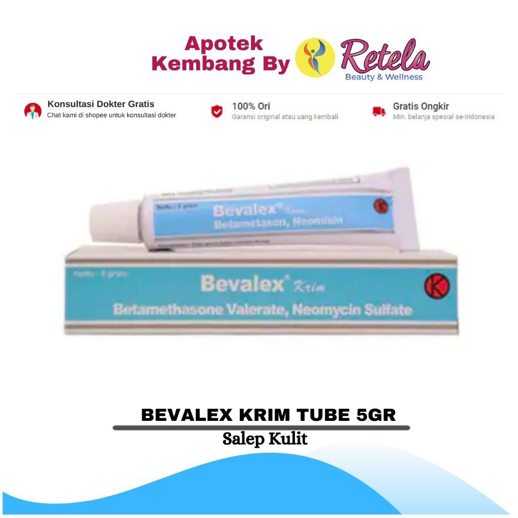 BEVALEX KRIM TUBE 5GR/Betamethasone Valerate 1 mg, Neomycin Sulfate 5 mg/SALEP KULIT/RADANG KULIT/IN