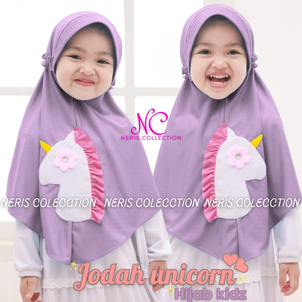 Hijab Sporty Anak Jodah Uniqorn / Hijab Olahraga Muslim Anak / Bergo Sport Anak Variasi Karakter Kud