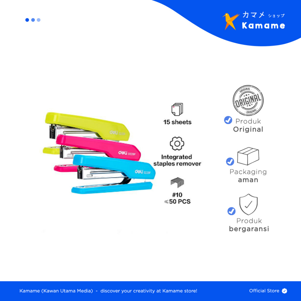 

Deli Stapler - Hekter-Durable #10 15sheets - Biru E0229F - Kamame