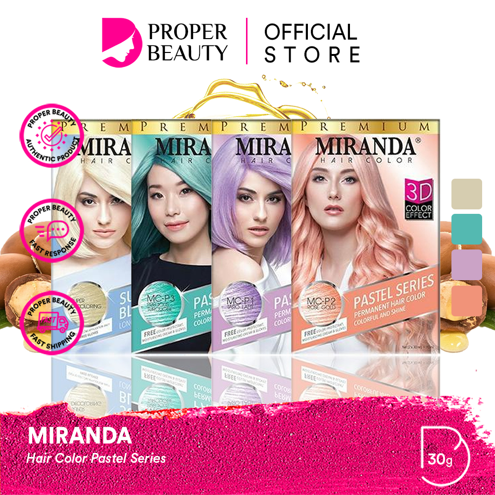 MIRANDA Hair Color Pastel Series Indonesia / Cat Rambut Permanen 30g 60g / Wangi Lembut Long Lasting
