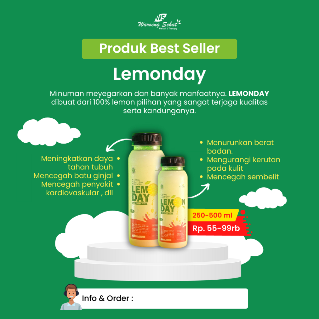 

Lemonday, Air perasan lemon asli, bagus untuk diet 500ml