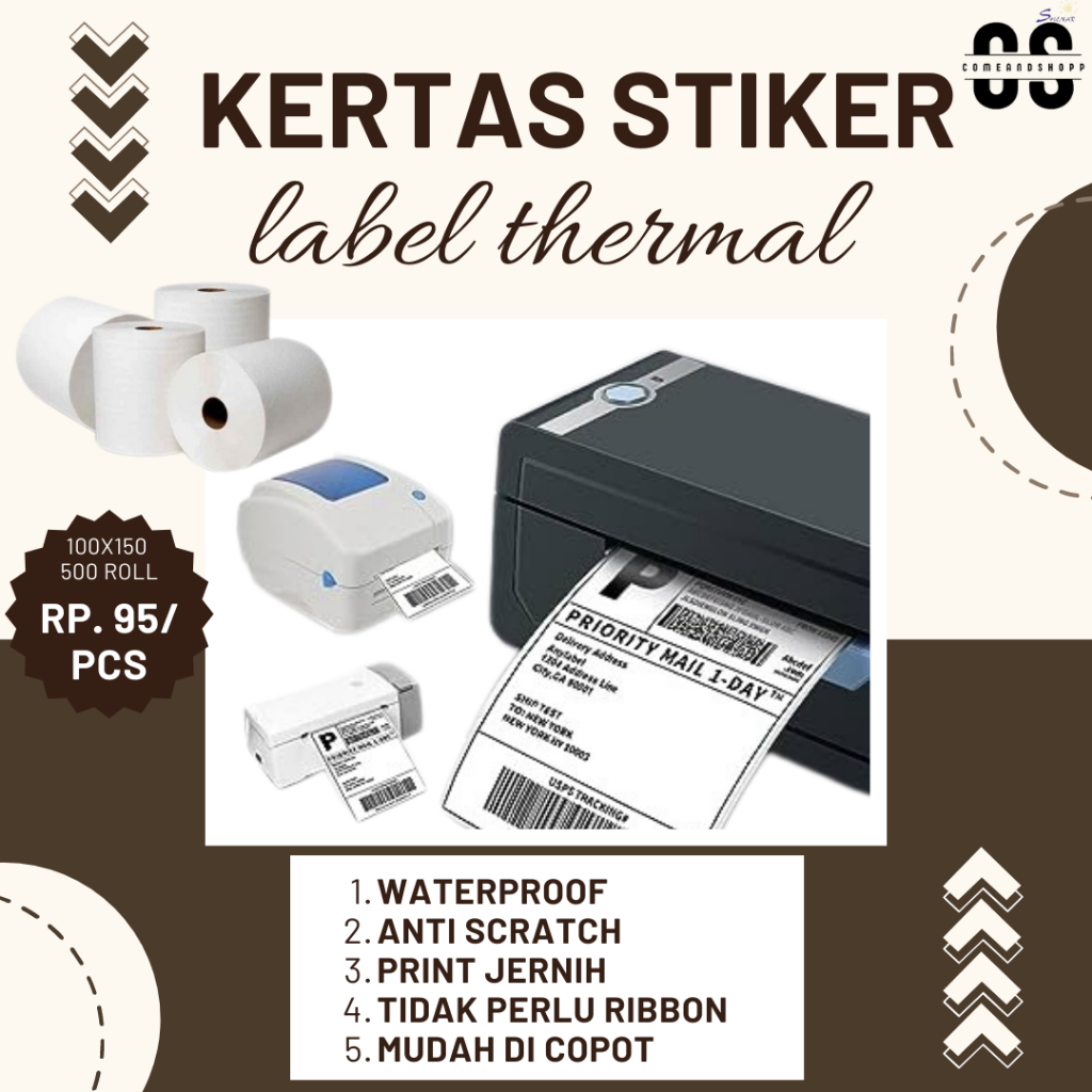 

THERMAL LABEL PAPER ROLL / LIPAT LEBIH TEBAL (100x150 500 ROLL)
