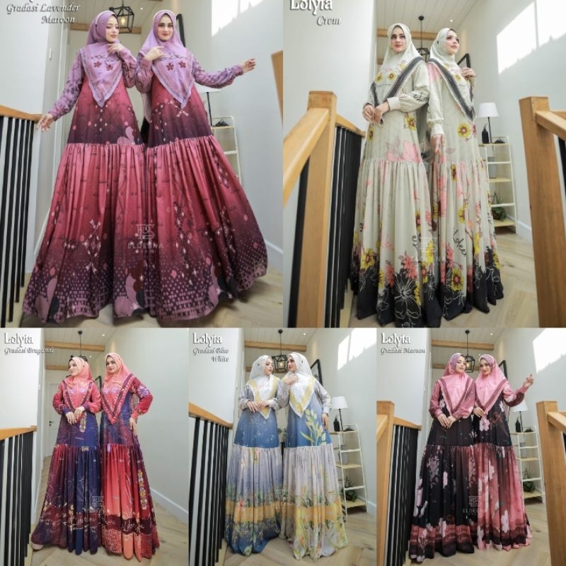 (p1) ELDEENA LOLITA Baju Dress Gamis Syari Gradiasi Wanita Muslimah Lolyta Series by El.Deena Syar'i