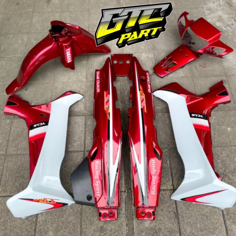 cover bodi halus full set bodi motor Yamaha Fizr fizr SS two merah marun