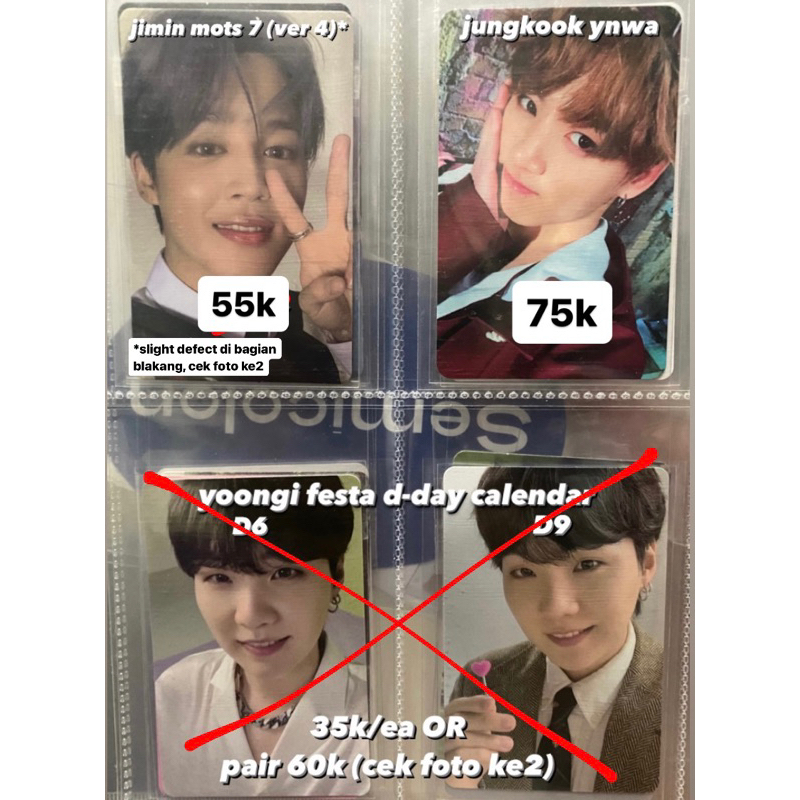 [READY BACA DESC] BTS JIMIN JUNGKOOK SUGA / YOONGI OFFICIAL PC MOTS 7 YNWA FESTA D-DAY CALENDAR