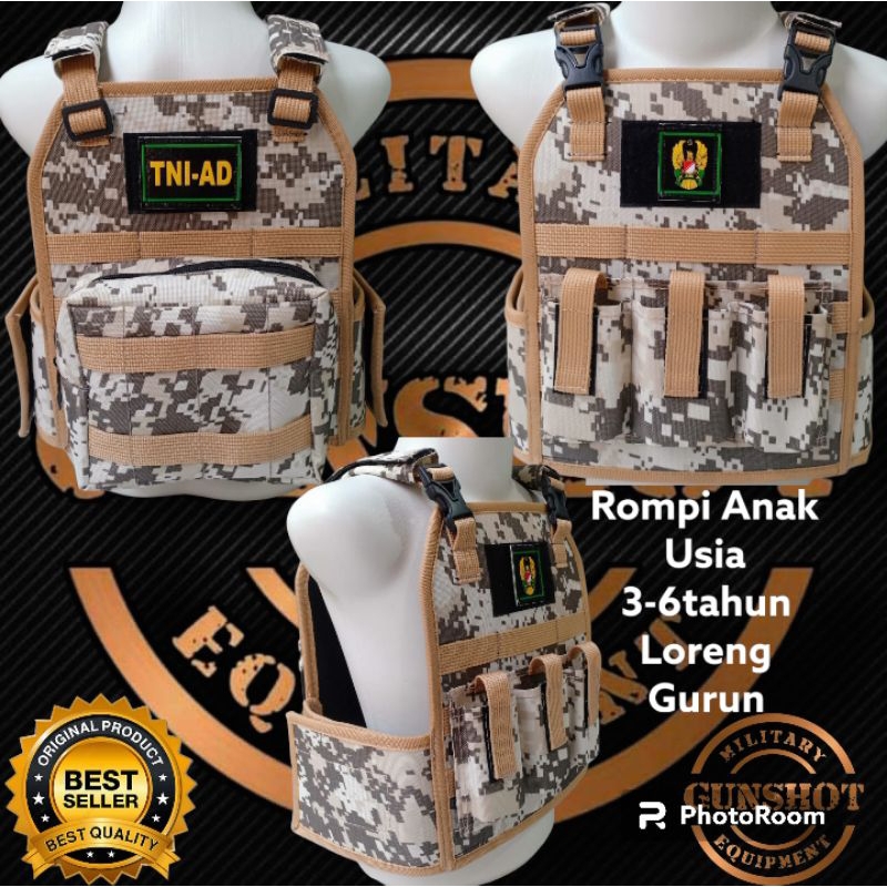 Rompi Anak Army Tentara usia 3-6th Loreng Gurun