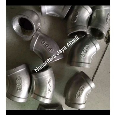 elbow 45 derajat stainless 304 drat 3/4" inchi - knee 45 degree