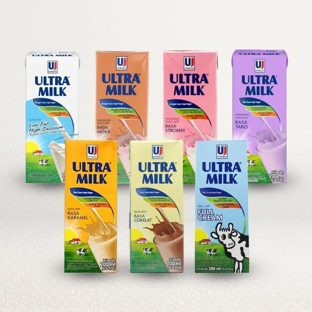 

ULTRA MILK 200 ML FULL CREAM/STRAWBERRY/COKLAT/TARO/CARAMEL/MOKA 250ML