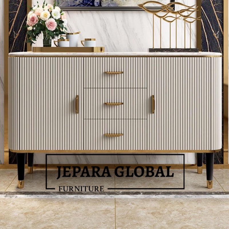 Bufet credenza modern duco Top Marmer Import (bufet tv,bufet minimalis modern, bufet jati )