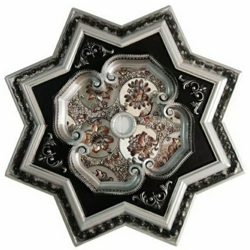 ORNAMEN LAMPU HIAS PLAFON RUMAH BISA UNTUK PLAFON TRIPLEK KAYU DAN BETON HITAM MOTIF BATIK ELEGANT