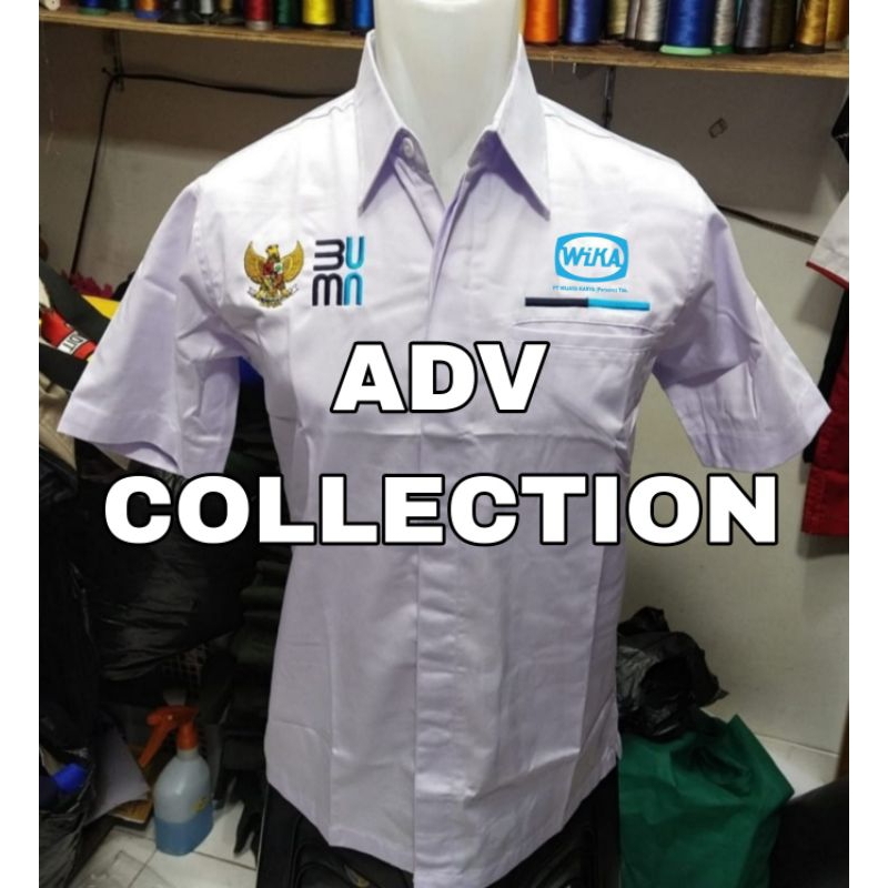 Kemeja PT WIKA Seragam BUMN PT WIKA Putih Lengan Pendek Pria Bordir