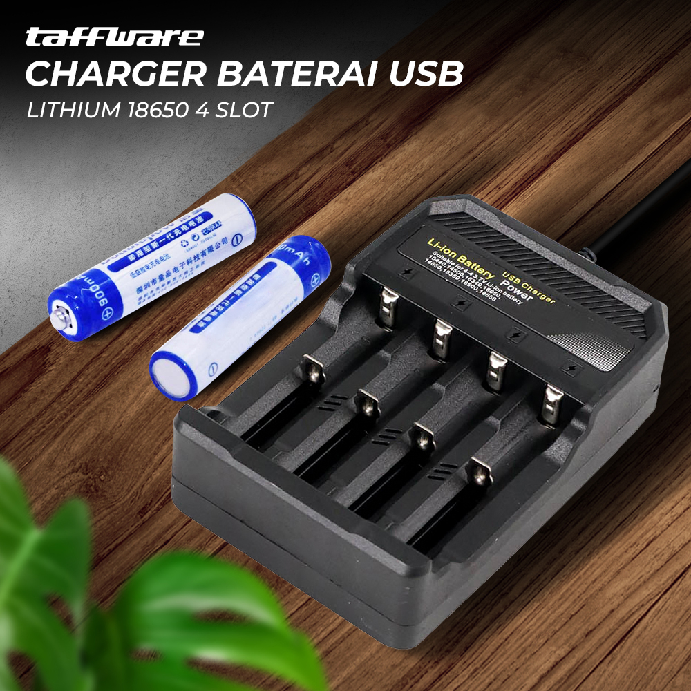 Taffware - Charger Baterai 18650 - 4 Slot Isi Ulang - USB Plug - Batre Cas Vape