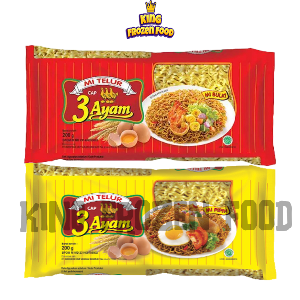 

Mie Telur Cap 3Ayam Pipih/Bulat 200G