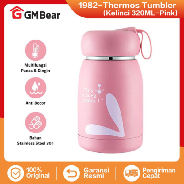 Unik GM Bear Thermos Tumbler Kelinci 320ml P0476 - Mini Thermos Tumbler - 1982-Pink Murah