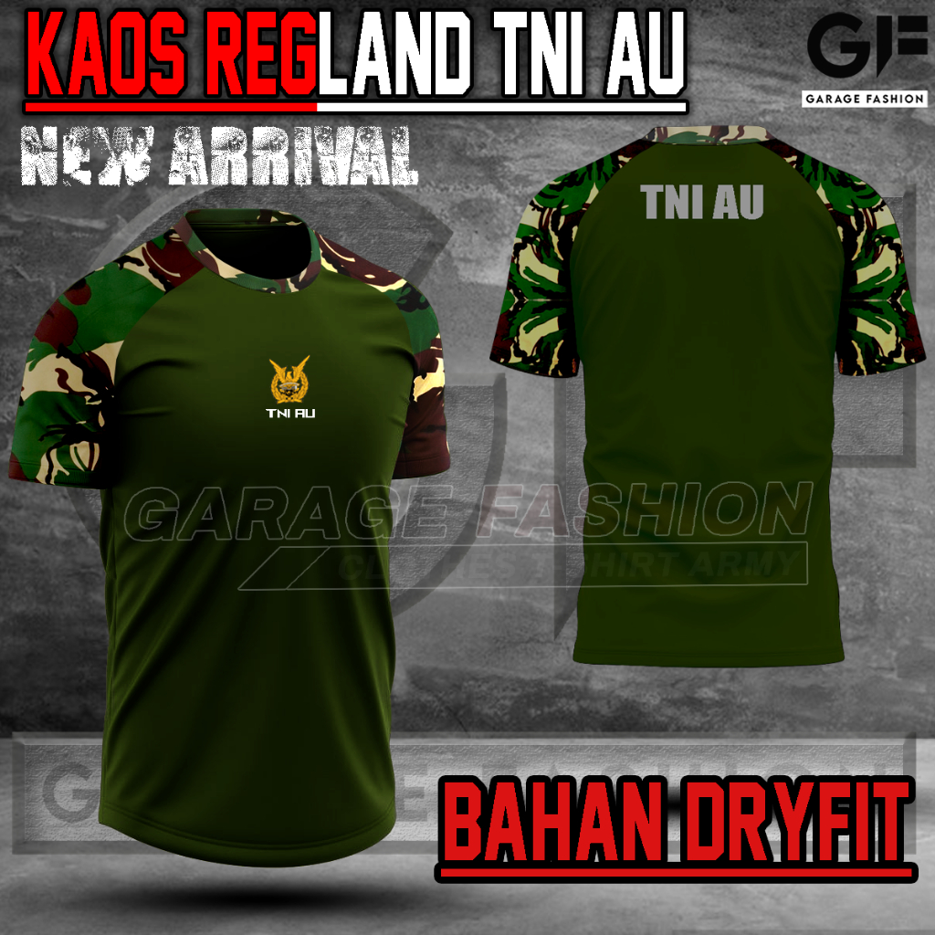 Kaos TNI AU / Kaos Regland TNI AU / Baju Regland TNI AU / Kaos Daleman TNI / Bahan Dryfit / COD