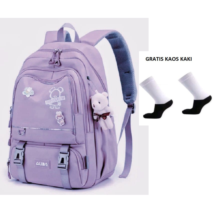 BTM STORE-Tas Ransel Sekolah Anak Perempuan Model Korea SD SMP SMA Backpack Wanita Premium Murah Import Tas Ransel Motif POLO ALIDA