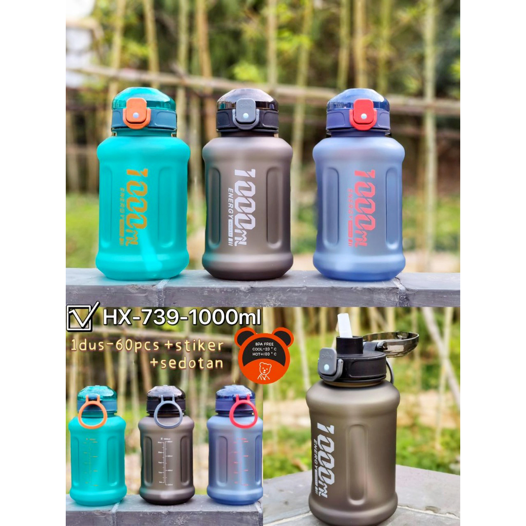 Botol Minum 1 Liter / Male Sports Water Bottle 1 Liter BPA FREE I 1000ML I HX-739