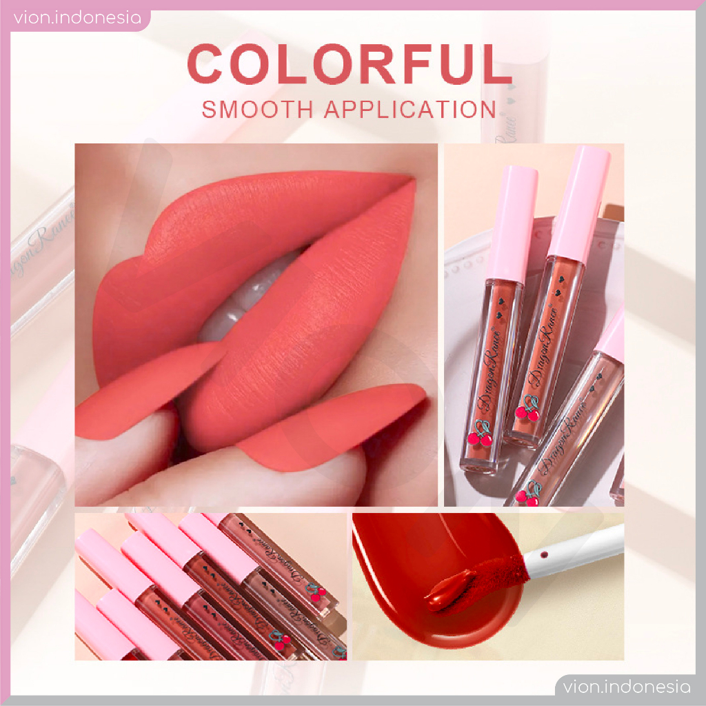 DRAGON RANEE Cherry Matte Lipstick Cream Lipstik Waterproof Tahan Lama DR014