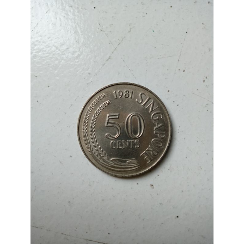 Uang Koin Kuno Singapura 50 cents tahun 1981
