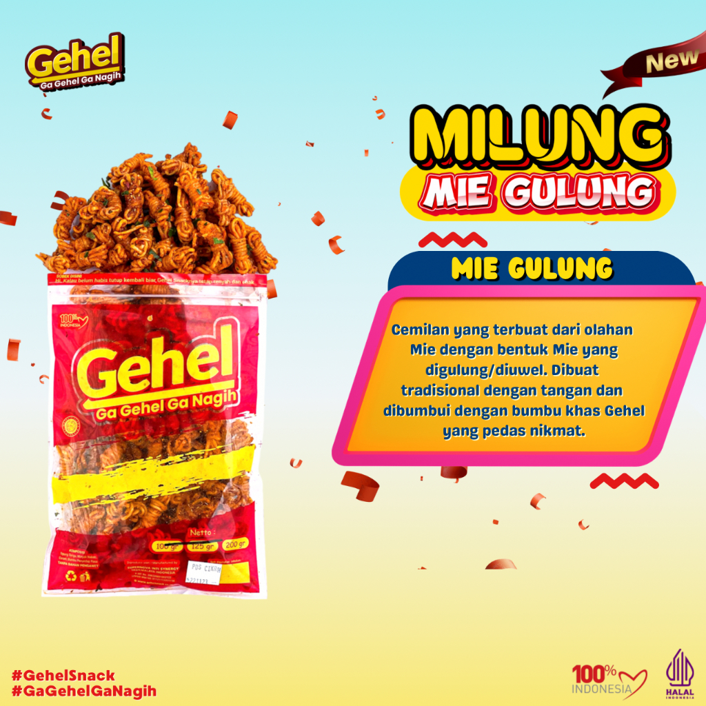 NEW LAUNCHING MIE GULUNG (MILUNG) 200GR, Mie Uwel Pedas Jeruk - Makanan Ringan Food-2