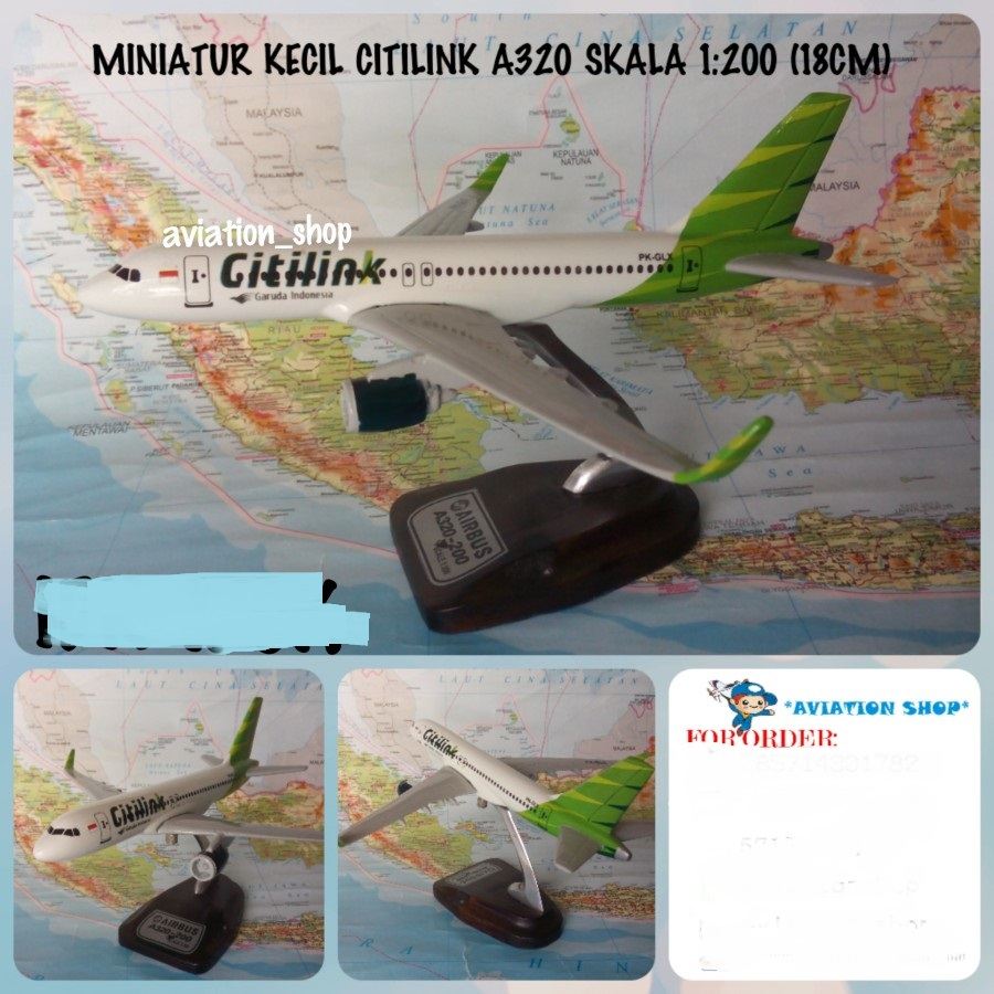 Miniatur Diecast Pesawat Citilink Airbus A320 Skala 1:200 (19Cm)