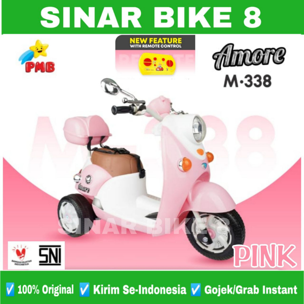 Motor Motoran Aki PMB AMORE M 338 Scoopy Mainan Anak Pakai Remote