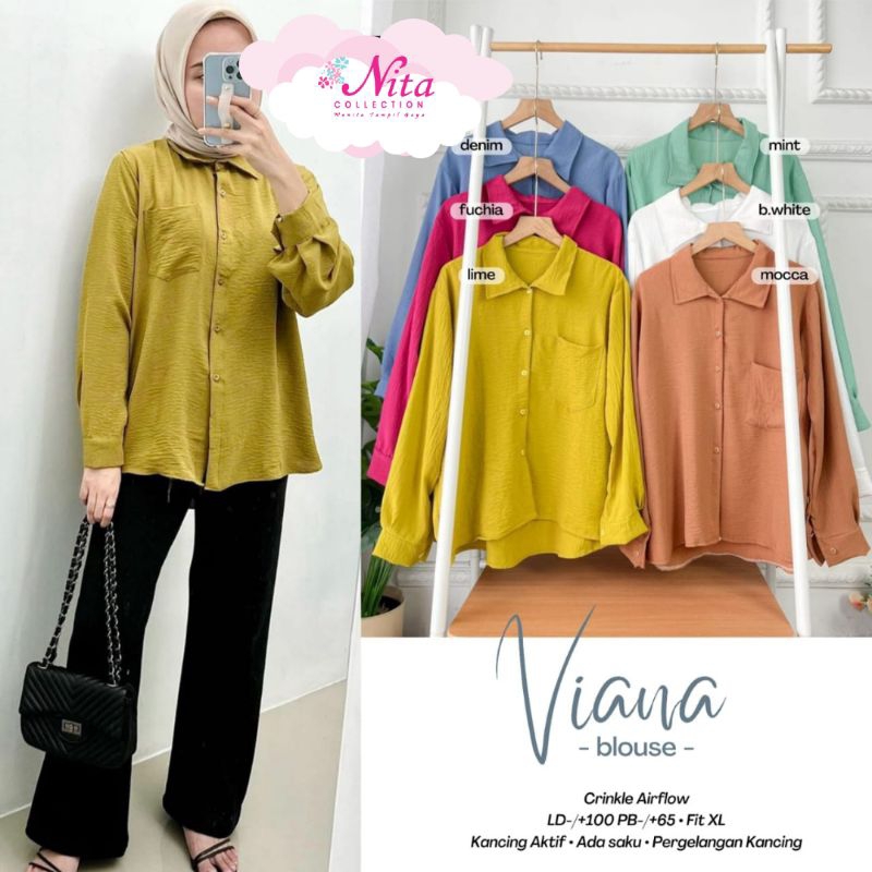 viana blouse/blouse crinkle/baju crinkle/viana crinkle