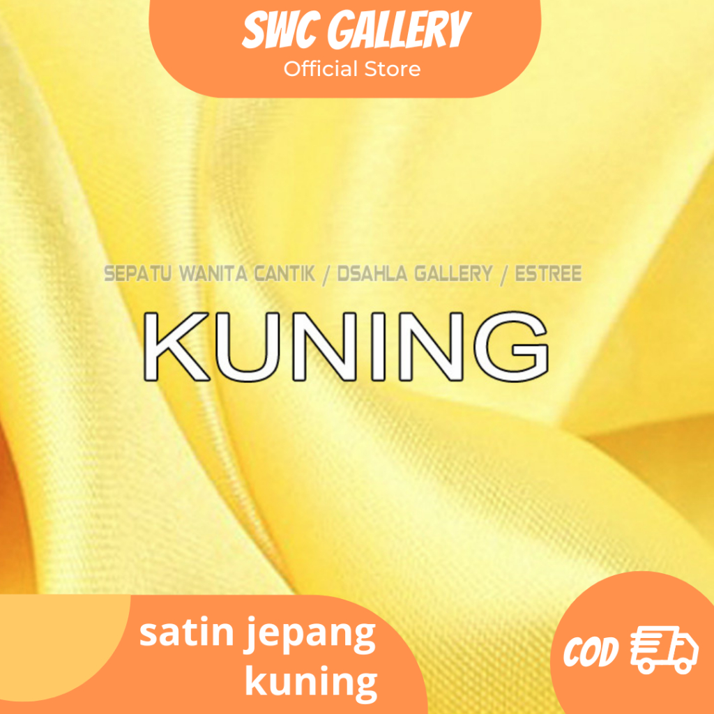 Bahan Kain Satin Saten Jepang Furing Halus Pelapis Tas warna kuning