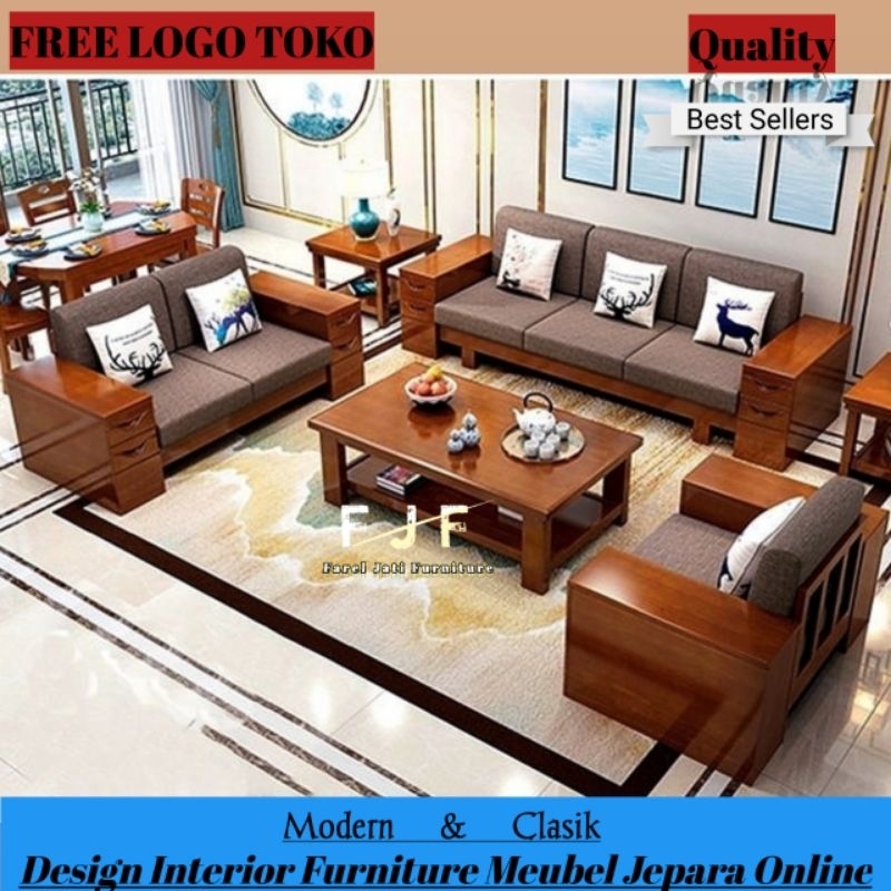 Sofa Tamu Kursi Sofa Minimalis Kayu Jati Set Kursi Sofa Tamu