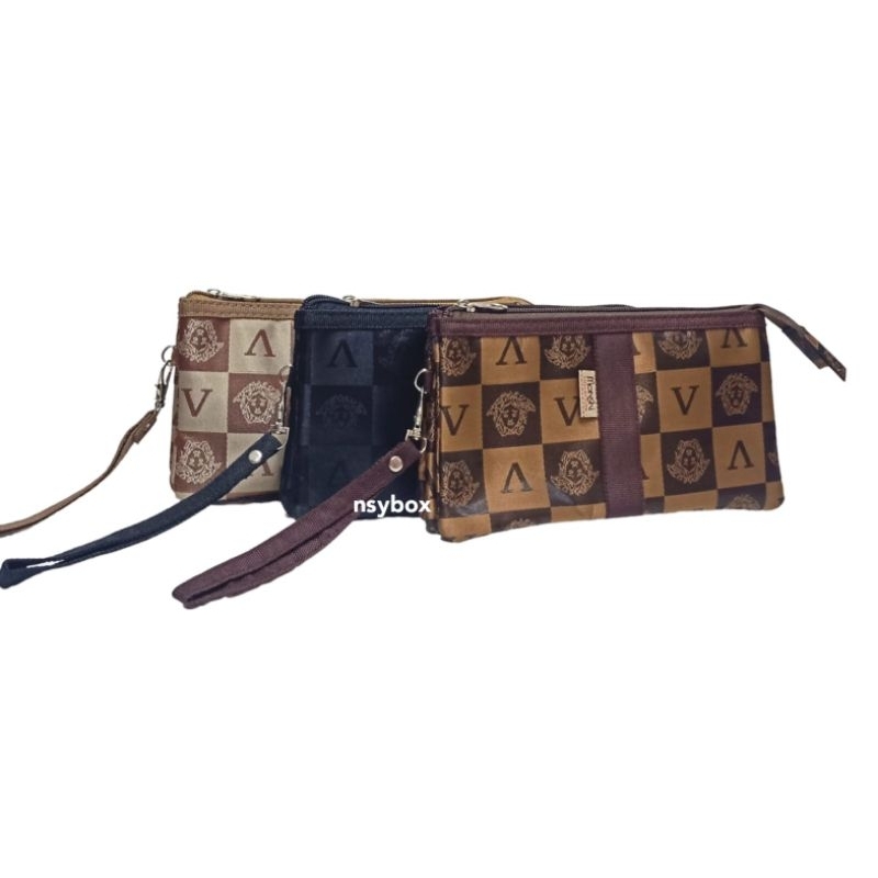 Dompet Wanita Panjang 3 Ruang Aesthetic Resleting Clutch Handbag Koin Hp Tas Selempang Wanita