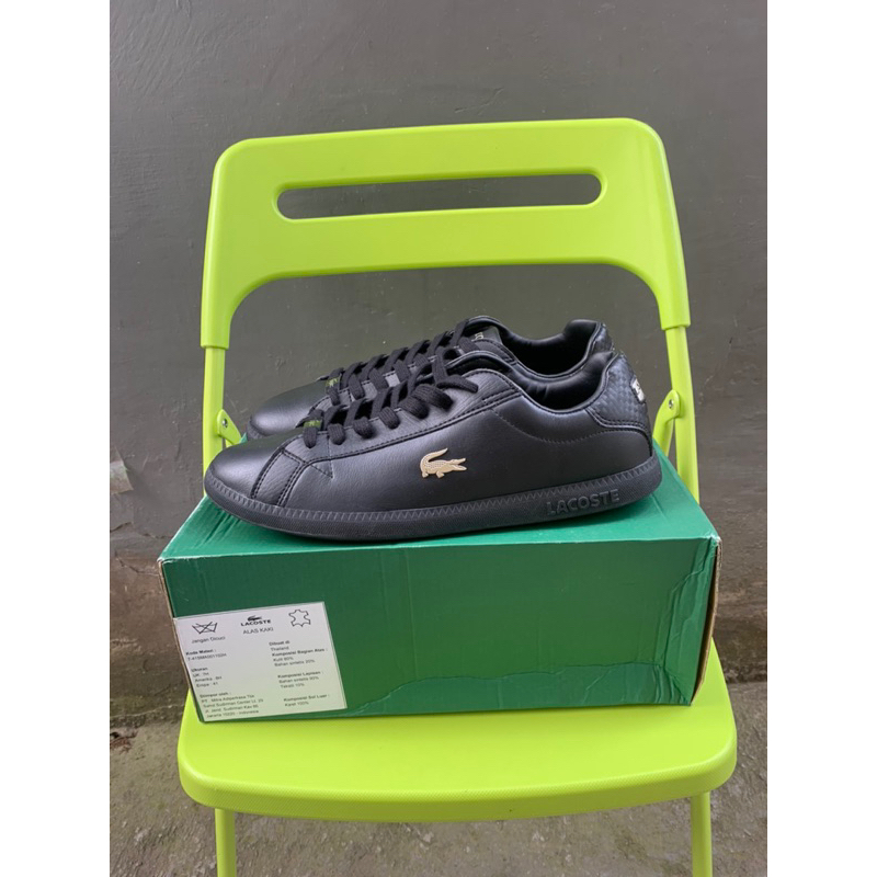 SEPATU LACOSTE GARDUATE LEATHER FULL BLACK ORIGINAL