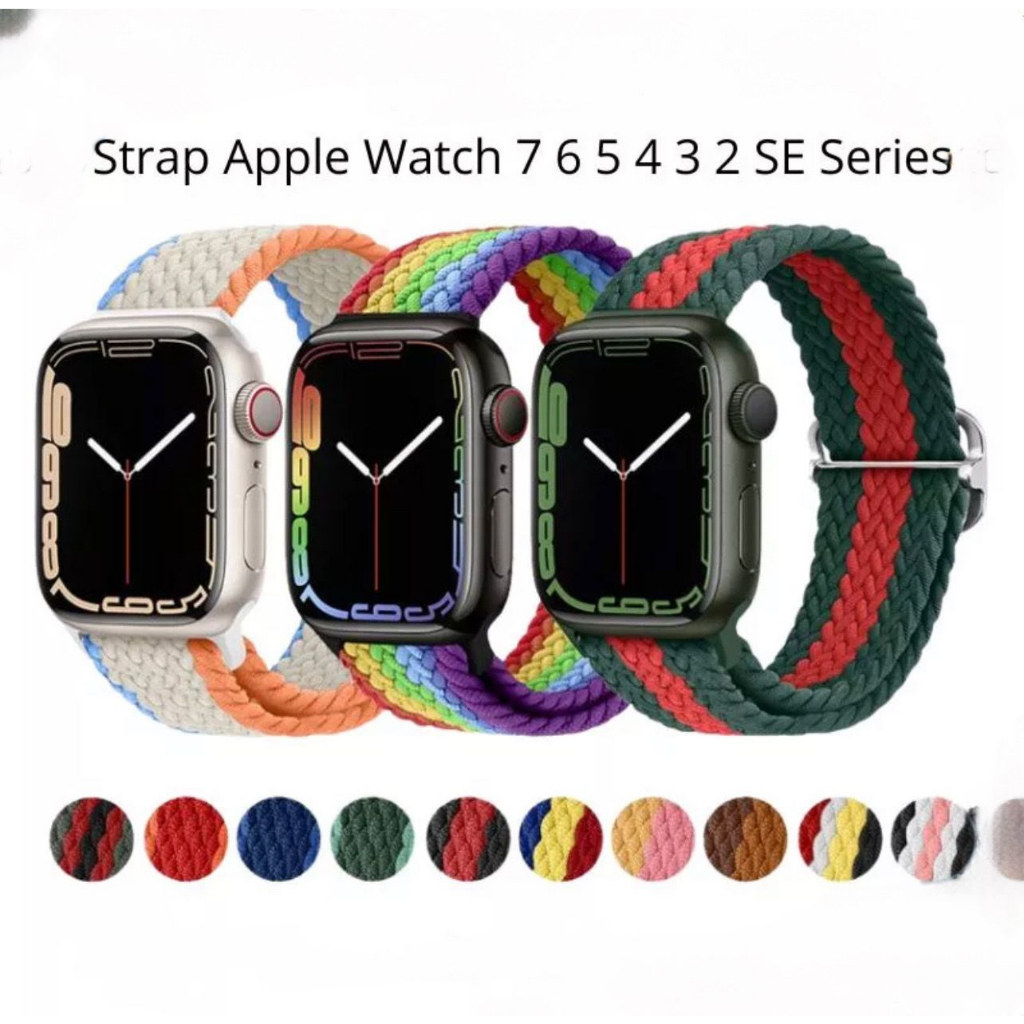 Strap Smartwatch Nilon Apple Watch T500 T55 IWO Tali Jam Pengganti Apple Watch 38/40/41mm 42/44/45mm Nilon