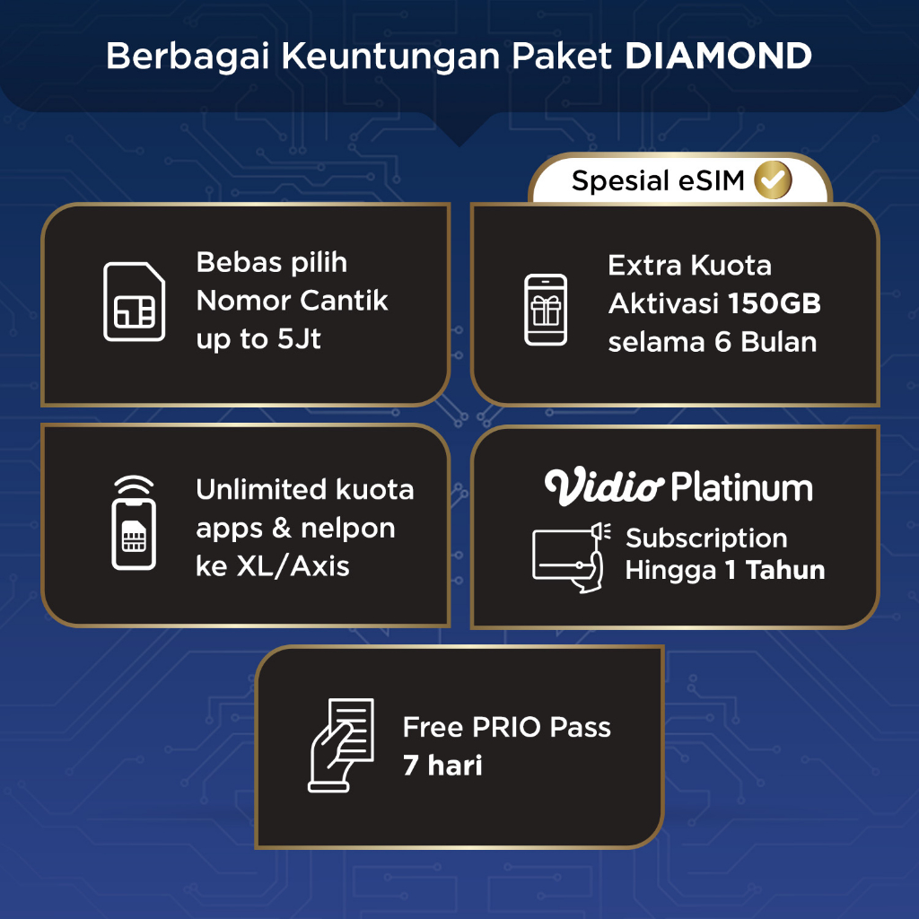 BARU! eSIM XL PRIORITAS Diamond Unlimited FUP 175GB/bln