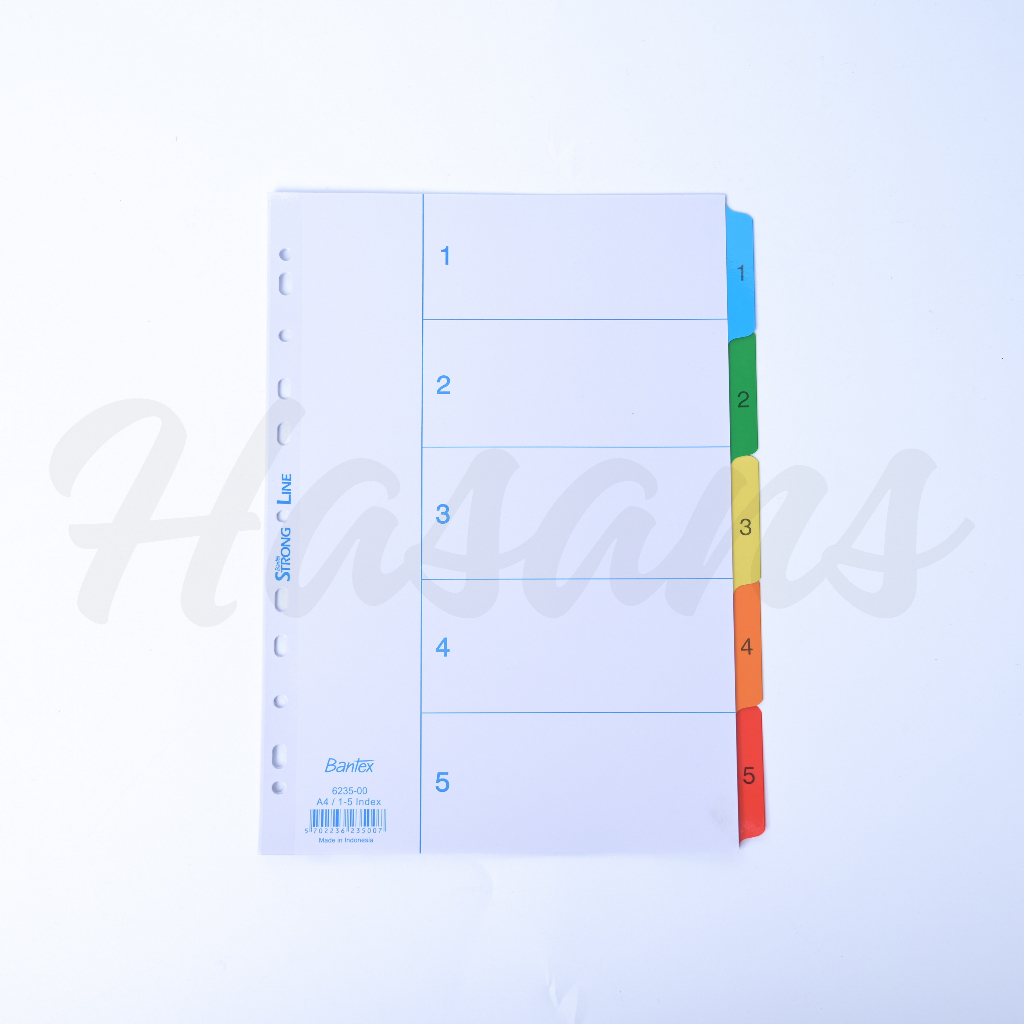 Divider Bantex Index A4 Pembatas Kertas Ordner / Reinforced Tabs Indexs-A4 5Pgs-6235