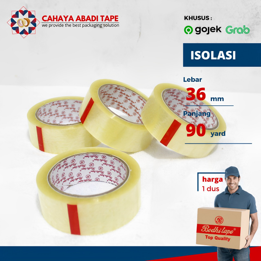 

ISOLASI BODHI 36MM X 90YARD PER DUS [KHUSUS GOJEK/GRAB]