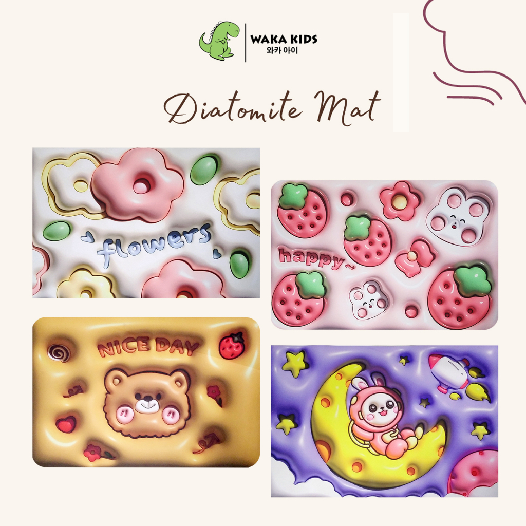 Keset Kaki Kamar Mandi Anti Slip Menyerap Air Motif Karakter 5D Diatomite Bath Mat Import Venrc