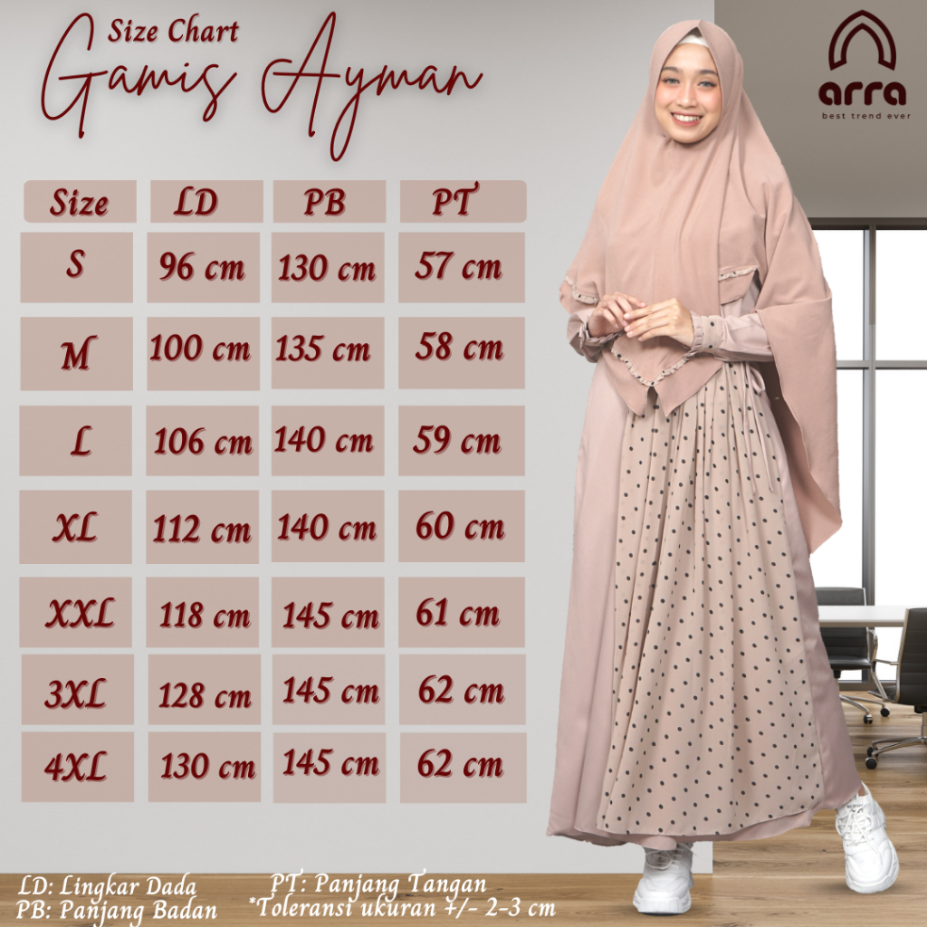 Arra Ayman Sarimbit Set Keluarga (Koko, Gamis, Kerudung) Warna Choco Fashion Muslim Dewasa Anak Bahan Ceruty Baby Doll Size XS S M L XL XXL 3XL 4XL (Grosirbajukoko)