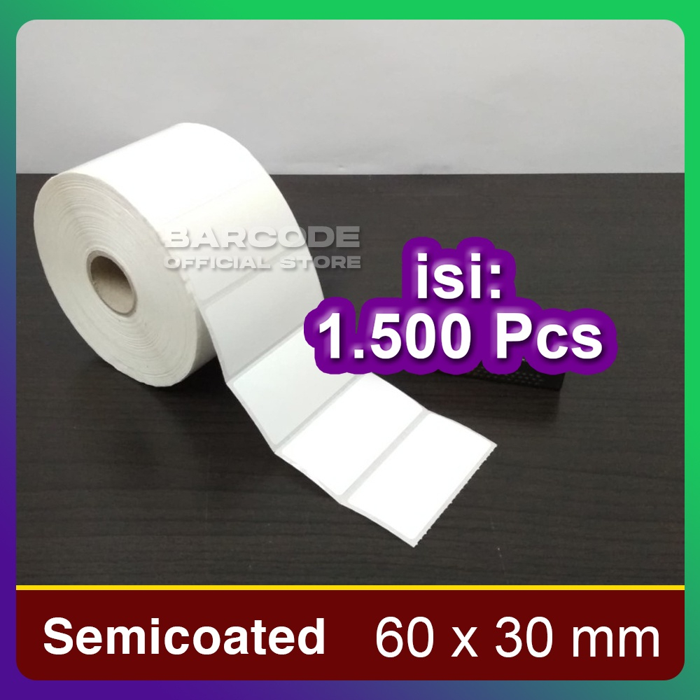 

Label Barcode Semicoat Kertas Stiker 60 x 30 60x30 mm 1 Line 1500 Pcs